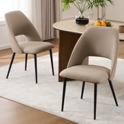 Kidol & Shellder Modern Leather Dining Chairs Set of 2 Comfortable Solid Back, Soft Cushioned Seat, Elegant & Luxury for Home, Light Brown