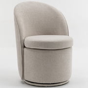 Kidol & Shellder Modern Swivel Accent Chair with Solid Wood Frame & Boucle Fabric Multi-Use Dining Chair, Vanity Makeup Seat - Easy Assembly Upholstered Chair, Beige