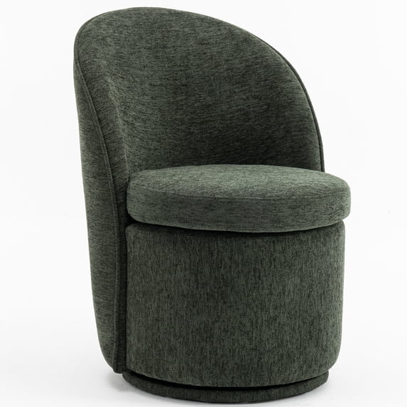 Kidol & Shellder Modern Swivel Accent Chair with Solid Wood Frame & Boucle Fabric Multi-Use Dining Chair, Vanity Makeup Seat - Easy Assembly Upholstered Chair, Green