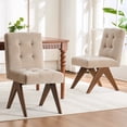 thumbnail image 1 of Kidol & Shellder Modern Upholstered Dining Chairs Set of 2 Tufted Armless Kitchen Chairs with Linen Fabric & Wooden Legs,Khaki, 1 of 9