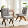 thumbnail image 1 of Kidol & Shellder Modern Upholstered Dining Chairs Set of 2 Tufted Armless Kitchen Chairs with Linen Fabric & Wooden Legs,Light Gray, 1 of 9