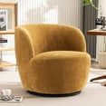 thumbnail image 1 of Kidol & Shellder Swivel Accent Chair Furry Round Barrel Chair 360 Degree Sofa Club Armchairs for Living Room Bedroom, Yellow, 1 of 6