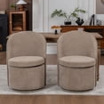 thumbnail image 1 of Kidol & Shellder Swivel Dining Chair with Solid Wood Frame Boucle Accent Chair with Back, Vanity Chair for Dressing Room, Comfy Living Room Seating, Easy Assembly, Coffee 2PCS, 1 of 14