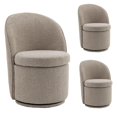 thumbnail image 1 of Kidol & Shellder Swivel Dining Chair with Solid Wood Frame Boucle Accent Chair with Back, Vanity Chair for Dressing Room, Comfy Living Room Seating, Easy Assembly, Oatmeal 3PCS, 1 of 6