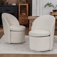 thumbnail image 1 of Kidol & Shellder Swivel Dining Chair with Solid Wood Frame Boucle Accent Chair with Back, Vanity Chair for Dressing Room, Comfy Living Room Seating, Easy Assembly, White 2PCS, 1 of 15