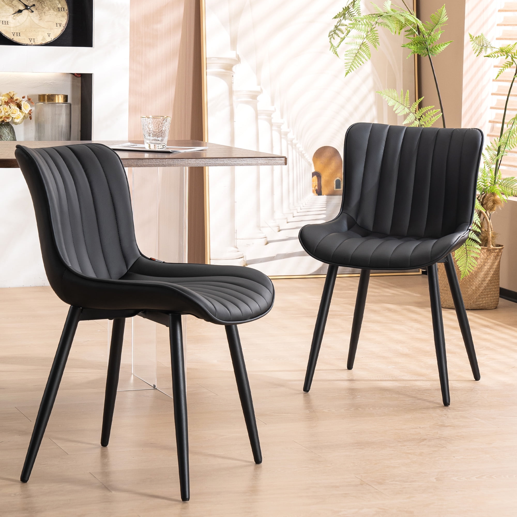 Kidol & Shellder Upholstered Dining Chair Set of 2 Washable PU Fuax ...