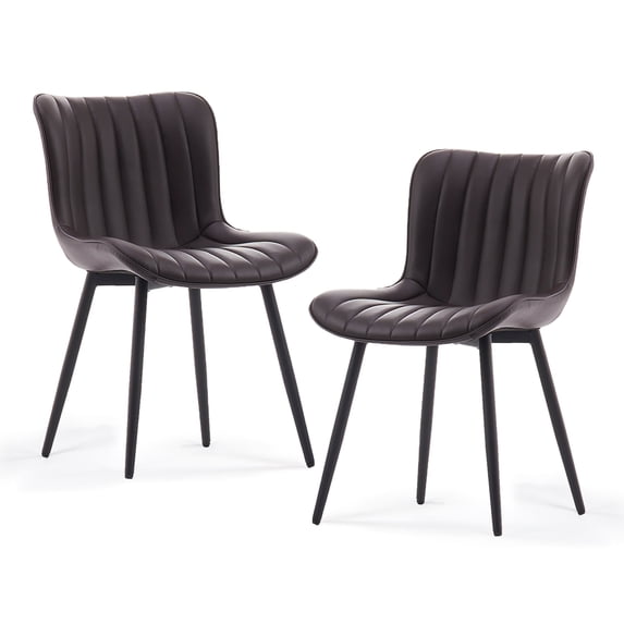 Kidol & Shellder Upholstered Dining Chair Set of 2 Washable PU Fuax Leather Living Room Side Chairs, Brown