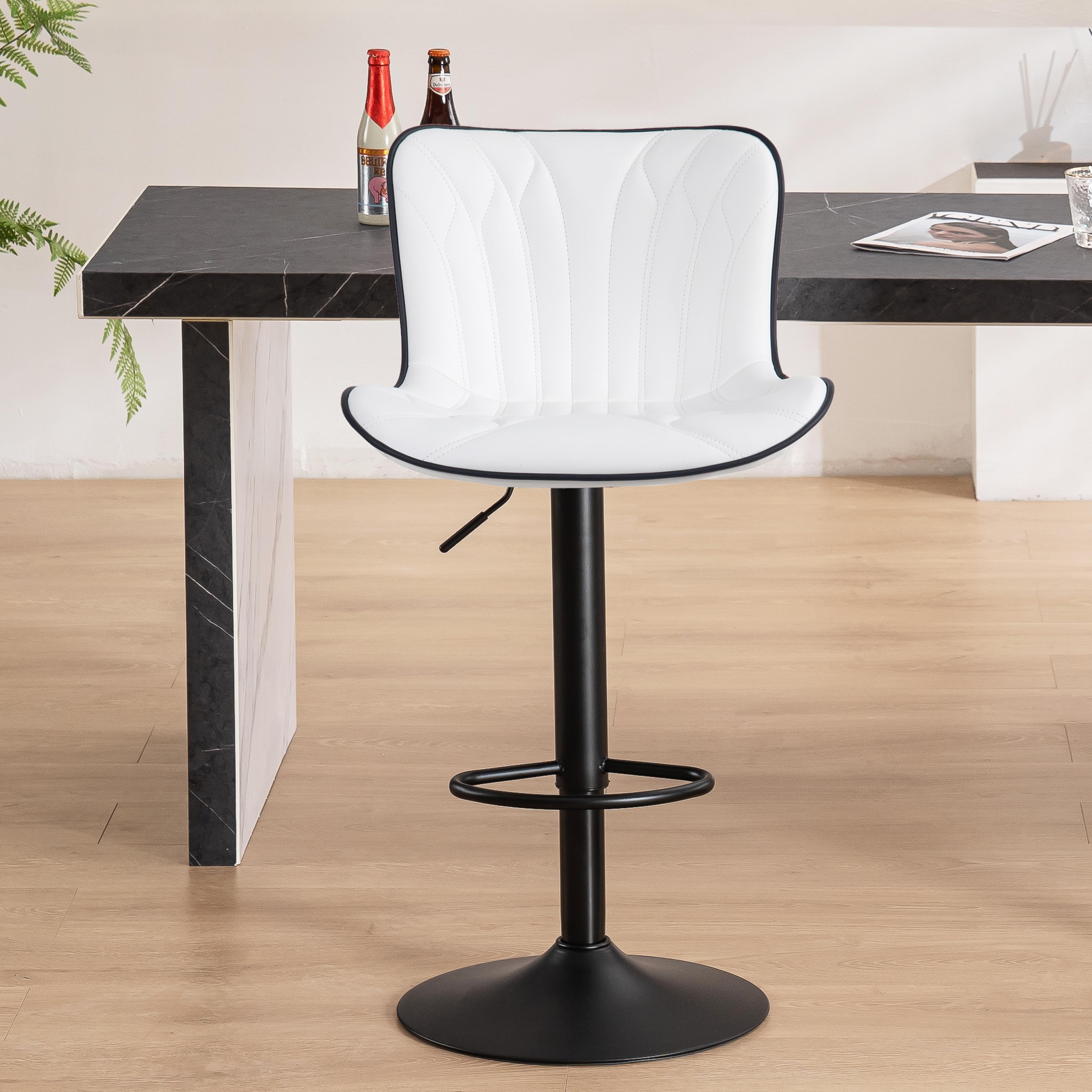 Kidol & Shellder White Bar Stools 1 Pcs Soft Swivel Leather High Counter Stools