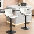 thumbnail image 1 of Kidol & Shellder White Leather Bar Stools Set of 2 Soft Swivel Counter Stools, 1 of 7