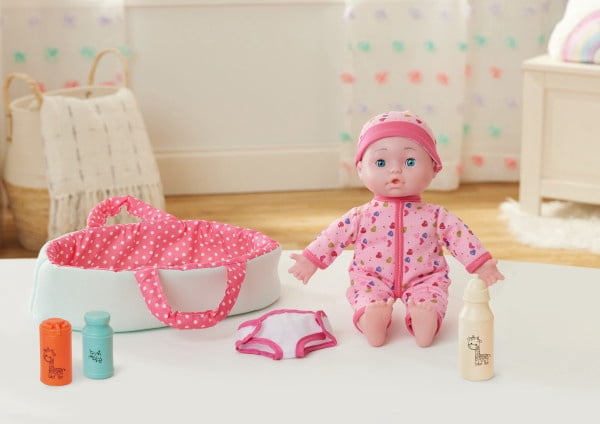 Kidoozie Just Imagine Cuddle & Carry Playset – 12” Soft Baby Doll with Carrier, Bottles & Diaper – Ages 2 Years+