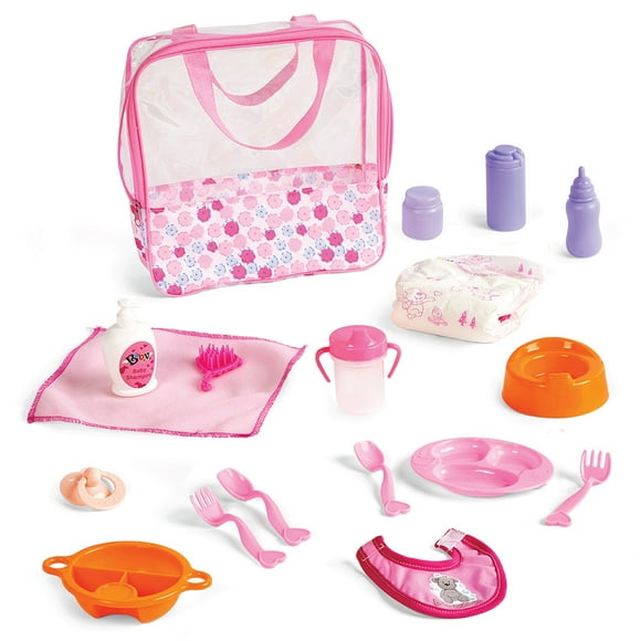 Kidoozie Just Imagine Doll Care Playset. All Your Feeding and Caring Accessories in a Storage Bag. For Children Ages 3+