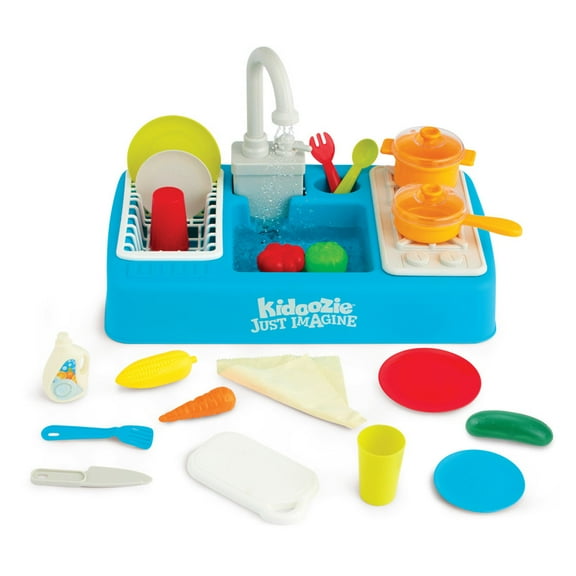 Kidoozie Just Imagine Kitchen Center Playset Age 3+ Working Sink Faucet Running Water Role Playset Toy