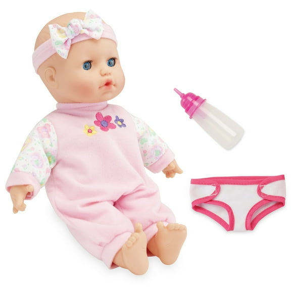 Kidoozie Sweetie Doll, Includes diaper, pajamas headband and bottle, soft-bodied, 12 inch doll with open and close eyes, ages 12 months and up