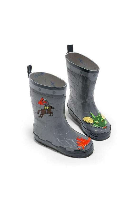 BOOT-KNIGHT 8 Natural Rubber Grey Dragon Knight Rain Boots - Size 8