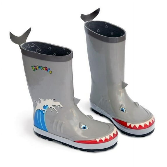 Kidorable BOOT-SHARK 6 Natural Rubber Grey Shark Rain Boots - Size 6