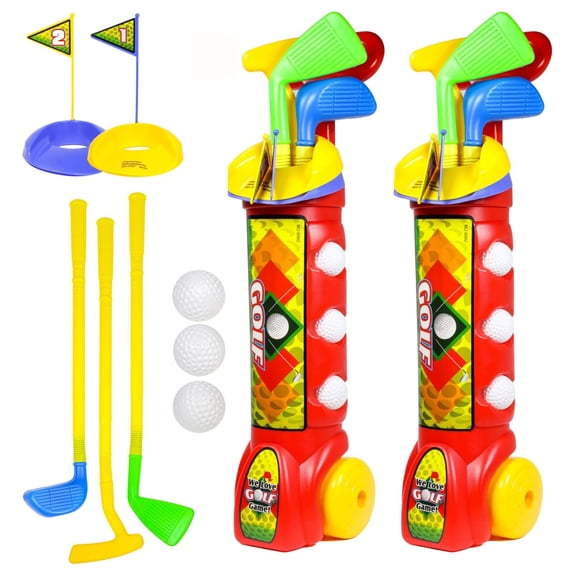 Kidplokio (2-Pack) Toddler Indoor Toy Golf Caddy Set, Kids Ages 3 to 8