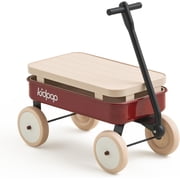 Kidpop Pull Along Toddler Wagon with Removable Cover and Storage Basket, Push Pull Toy Cart, 1 to 3 Years, Red