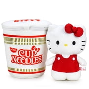 Kidrobot Nissin Cup Noodles X Hello Kitty Interactive Plush 12" Hello Kitty Cup Noodles with Fork and Bow Plush Toy
