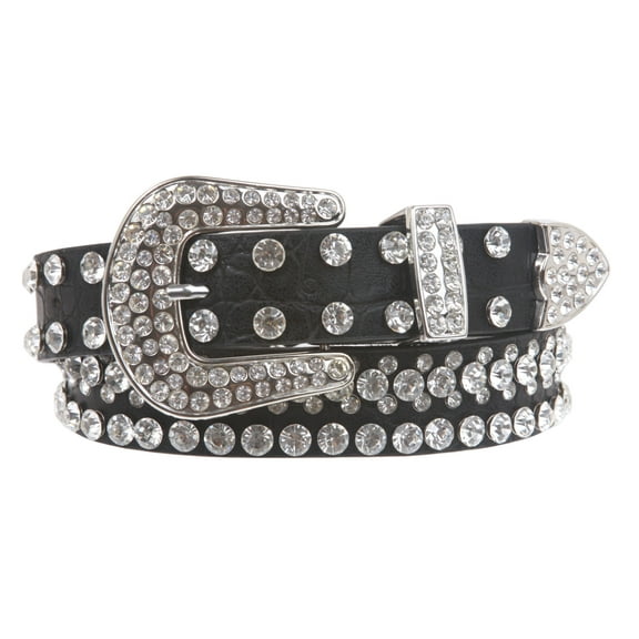 Kids 1 1/16" (27 mm) Western Cowgirl Rhinestone Studded Skinny Belt