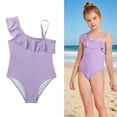 thumbnail image 1 of Kids 1 Piece Swimsuit Ruffle Bathing Suits Quick Dry Summer Swimwear with Adjustable Straps Kids Girl Bathing Suits 7-8 Years, 1 of 6