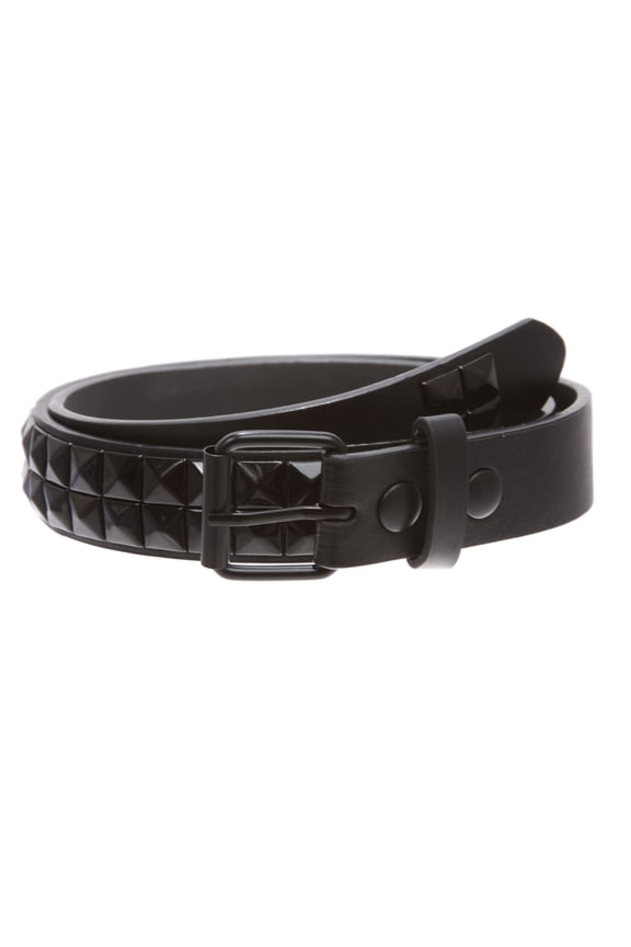Kids 1" Snap On Punk Rock Black Star Studded Leather Belt
