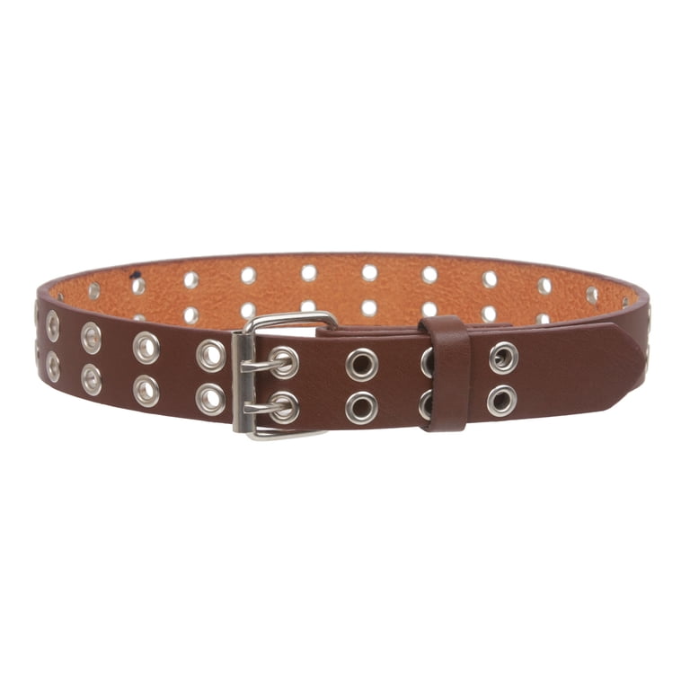 Vintage Dark Tan Double Grommet Belt with Ornate Rhinestone  Buckle Sz.S/ M Grommet Belt In Women main image 3