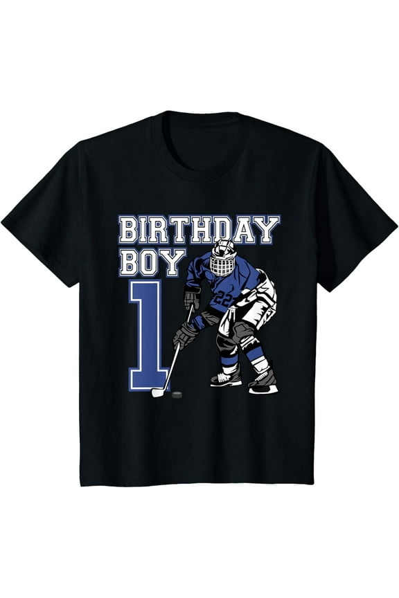 Kids 1 Year Old Ice Hockey Themed Birthday Party 1st Boy Gift T-Shirt