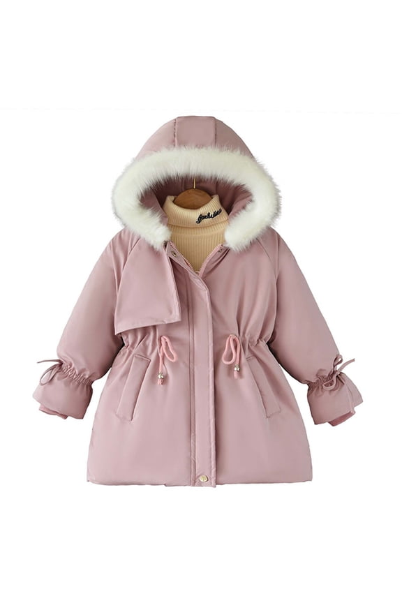 Kids' $10 Under Baby Girls Hooded Cotton Coat with Thick Lining Winter Light Jacket for Kid Single Breasted Trench Coat Dress Outerwear Save Big