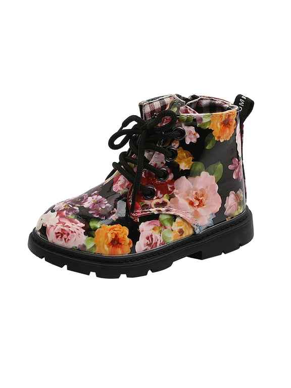 Kids' $10 Under Boys And Girls Lace Up Casual Outdoor Floral Hiking Ankle Boots(Toddler/Little Kids) Save Big