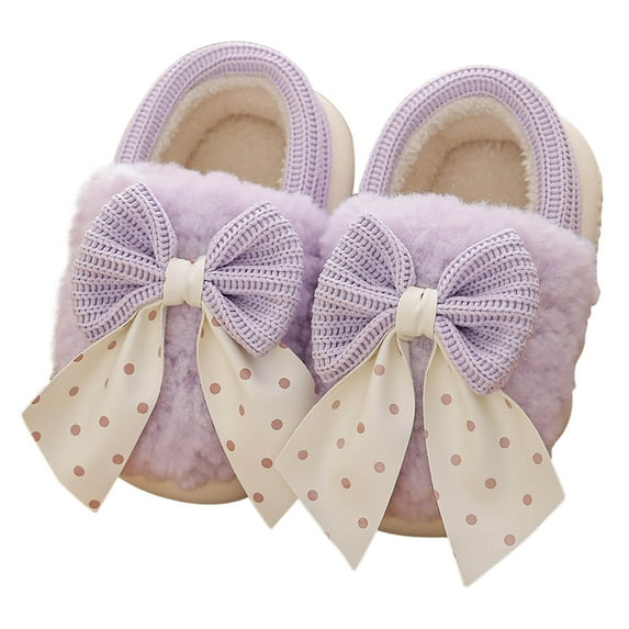 Kids' $10 Under Kids Family Cute Bow Warm House Slippers Booties Winter Household Slippers Save Big