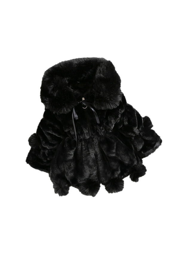 Kids' $10 Under Kids Thick Jacket Baby Girls Faux Fur Solid Color Coat with Big Fur Collar Thick Warm Outerwear Clothes Save Big