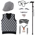 thumbnail image 1 of Kids 100 Days of School Costume Dress up Outfit - Halloween Gentleman Costume Hat, Grandpa Vest Set, 1 of 3