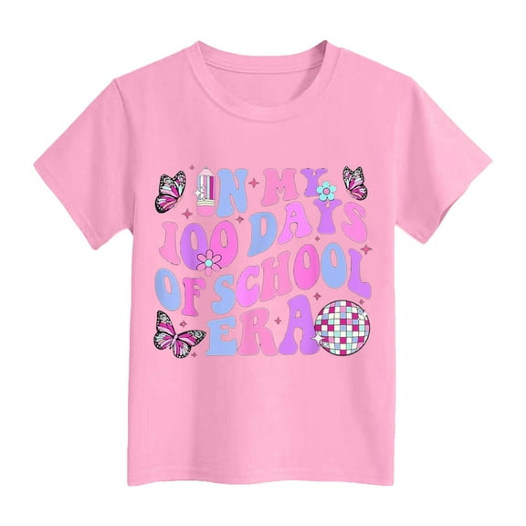 Kids 100 Days of School Shirts 100 Days Celebration Tshirt Toddler Funny Letter Print Tee Top Boys Girls Outfits 100th Day of School Shirt