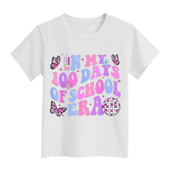 Kids 100 Days of School Shirts 100 Days Celebration Tshirt Toddler Funny Letter Print Tee Top Boys Girls Outfits 100th Day of School Shirt