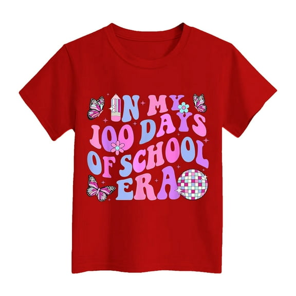 Kids 100 Days of School Shirts 100 Days Celebration Tshirt Toddler Funny Letter Print Tee Top Boys Girls Outfits 100th Day of School Shirt