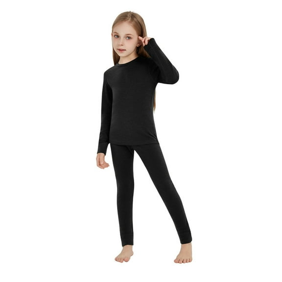 Kids 100% Merino Wool Base Layer Set - Unisex Merino Wool Thermal Underwear For Kids Top, Bottom