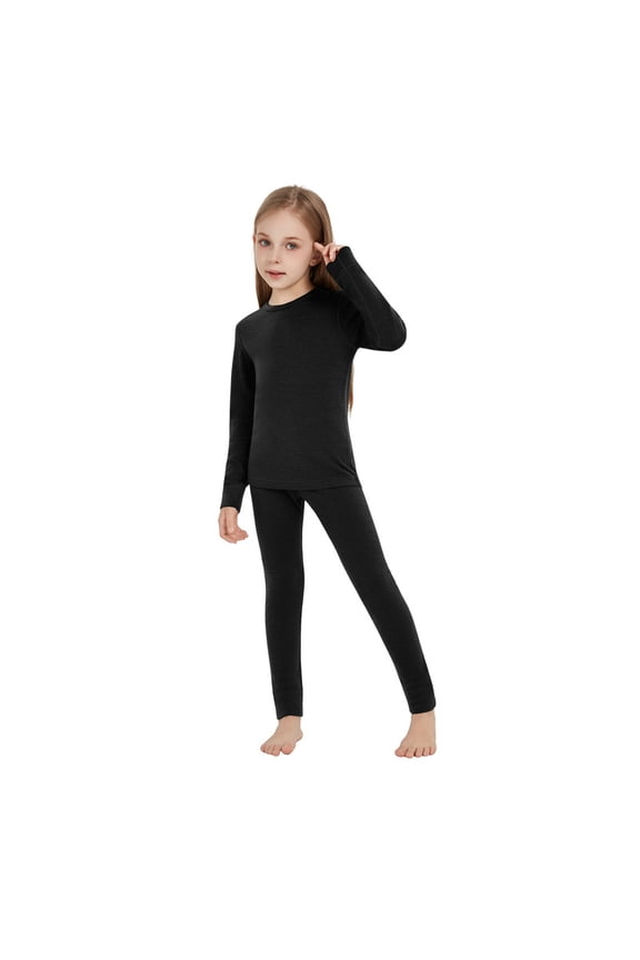 Kids 100% Merino Wool Base Layer Set - Unisex Merino Wool Thermal Underwear For Kids Top, Bottom