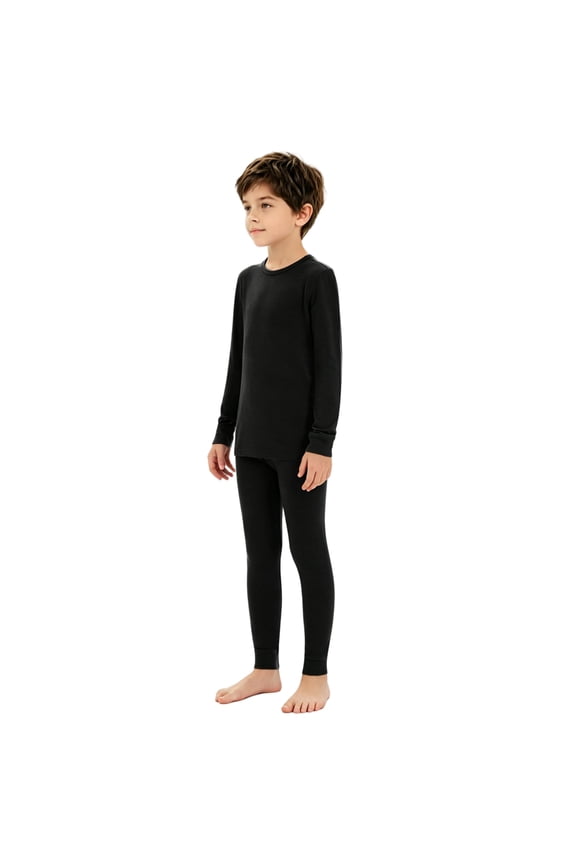 Kids 100% Merino Wool Base Layer Set Unisex Thermal Underwear for Girls & Boys Ski Winter