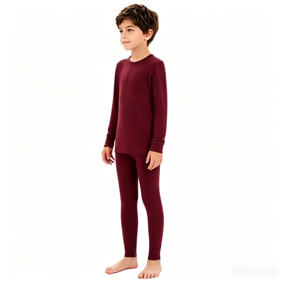 Woolcano Kids 100% Merino Wool Base Layer Set Unisex Thermal Underwear for Girls & Boys Ski Winter