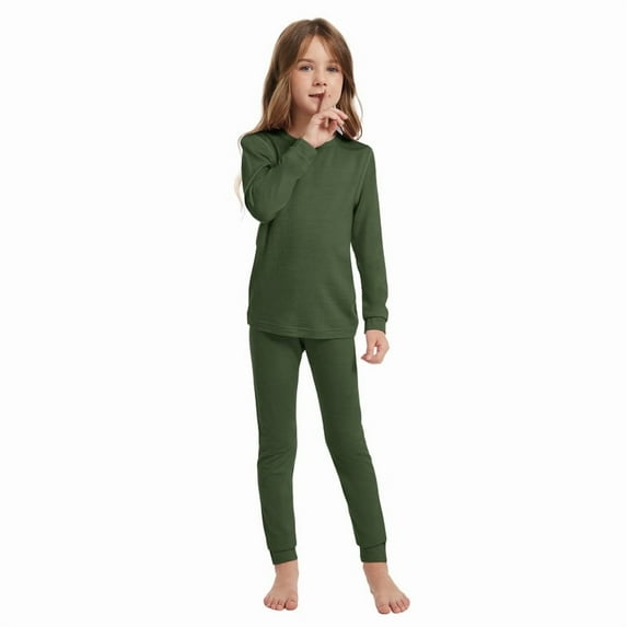 Kids 100% Merino Wool Base Layer Set Unisex Thermal Underwear Sets for Girls and Boys