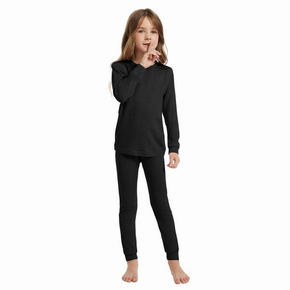 Kids 100% Merino Wool Base Layer Set Unisex Thermal Underwear Sets for Girls and Boys