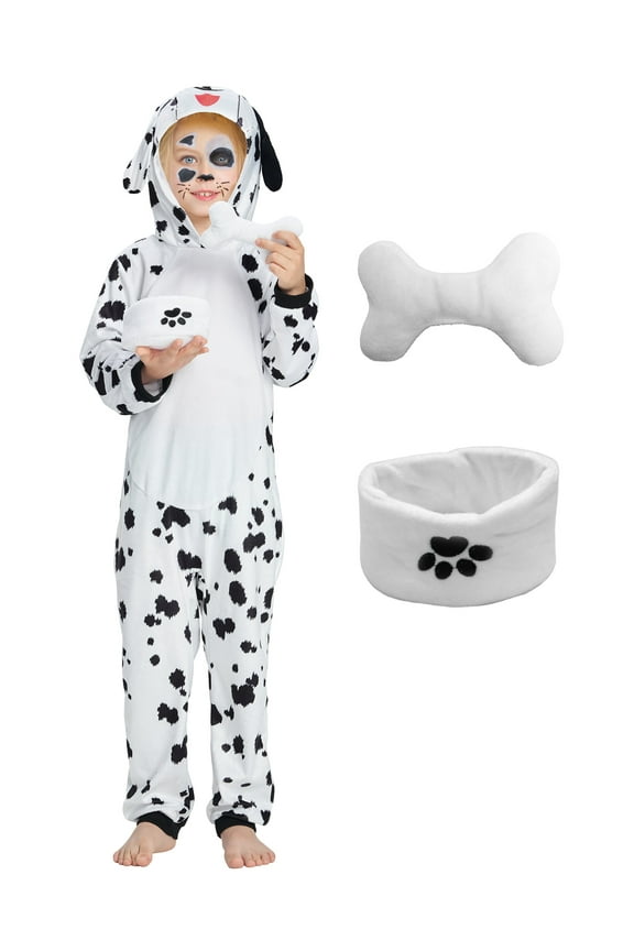 Kids 101 Day of School Dalmatian Costume, Spotted Dog Jumpsuit Puppy Outfit for Boys Girls 3-4T