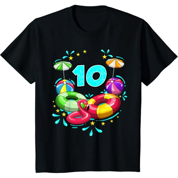 Kids 10Th Birthday Pool Party 10 Years Old Beach Ball Summer T-Shirt Unisex S-5XL Hot Trending Shirt, Vintage Birthday Gift