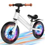 Kids 12'' Balance Bike Ride with Lighting up Wheels No Pedal Bike for Toddlers Age 2-5