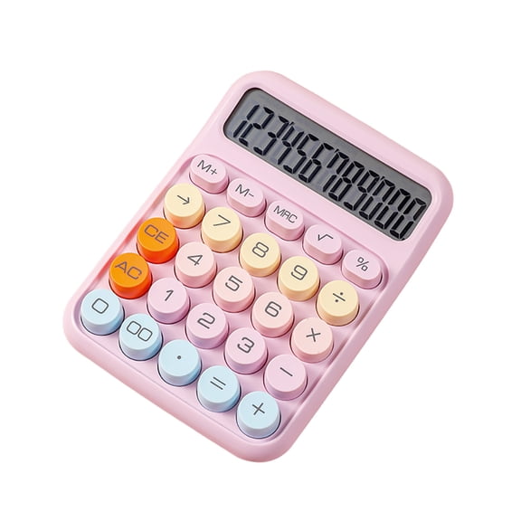 Kids 12-Digit Mechanical Calculator with Large Tilted LCD Display, Retro Candy-Style Keys, Non-Slip Base for School, Home & Office  Purple