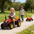 thumbnail image 1 of Kids 12V Electric Ride-On Tractor with Trailer, 2-in-1 Bulldozer Farm Tractor Toy Car with LED Lights, Music & Bluetooth, Parental Remote Control, PP Material for Ages 3–6, Red, 1 of 11