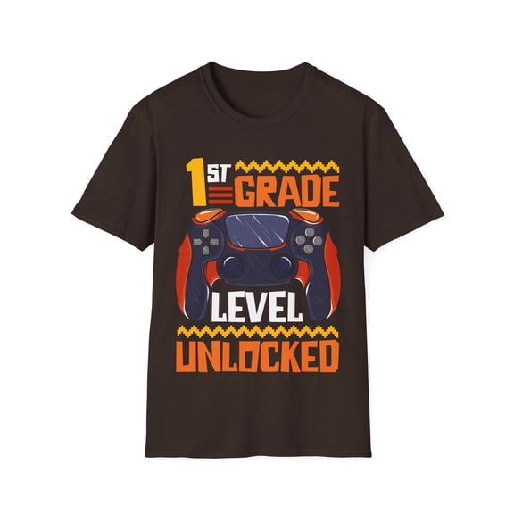 Kids 1st Grade Level Unlocked First Day Of School Video Game Unisex T-Shirt