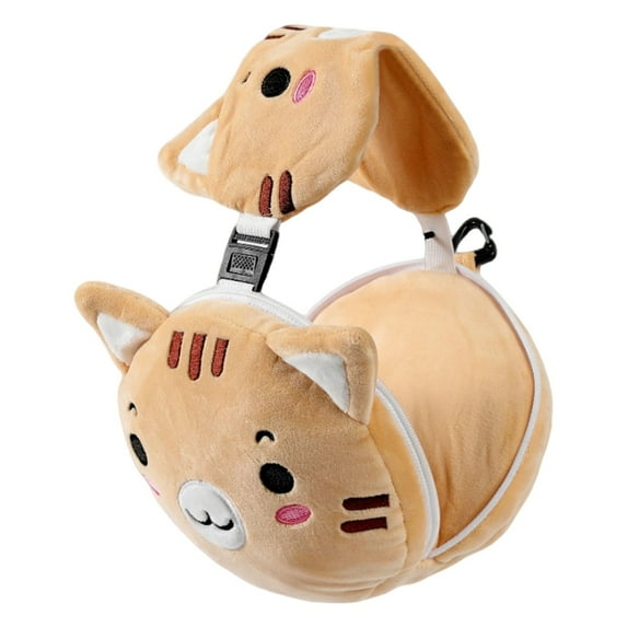 Kids 2 in 1 Travel Pillow with | Soft Plush Folding Pillow Set Cute Animal Design Lightweight & Portable for Airplane Car & Nap Time, One Cartoon Neck Guard Pillow, Eye Mask and U-Shaped Pillow