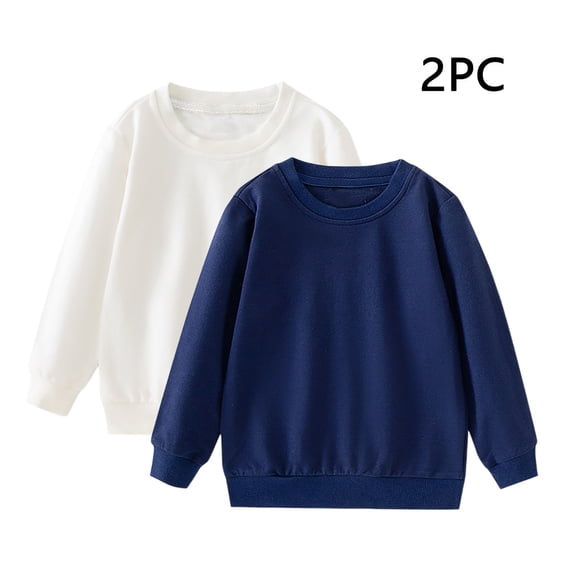 LLYWEY by LLYWEY Kids 2 Pack Crew Neck Sweatshirts, Unisex Boys Girls Casual Long Sleeve Pullover Tops for Fall School Travel Fleece Sweatshirt No Hood, 6 Years