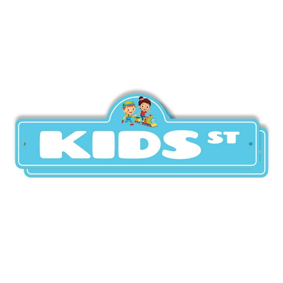 Kids (2 Pack) Plastic Street Sign - 7 Inch X 20 Inch Gift Children Fun Play Family Room Decor Humor School Party Energetic Creative Cute